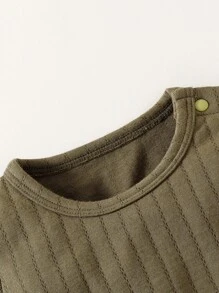 男婴童字母貼布運動衫搭配運動褲 - 軍綠色 - 查看 3