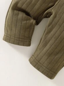 男婴童字母貼布運動衫搭配運動褲 - 軍綠色 - 查看 4