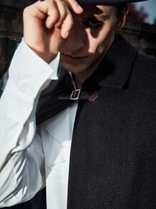 Manfinity Hombres Abrigo capa con hebilla delantero - Negro - Ver 5