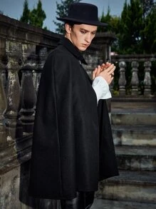 Manfinity Hombres Abrigo capa con hebilla delantero - Negro - Ver 6