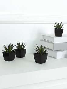 1pc Mini Potted Artificial Succulent Echeveria & Lotus Plant - Multicolor - View 2