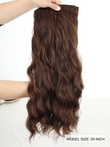 4pcs Clip In Long Curly Synthetic Hair Extension - Dark Brown - View 2