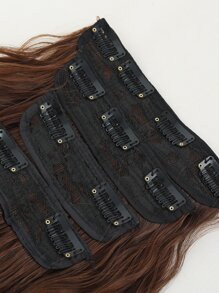 4pcs Clip In Long Curly Synthetic Hair Extension - Dark Brown - View 4