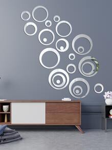 24 piezas Pegatina de pared de espejo redondo - Plateado - Ver 3