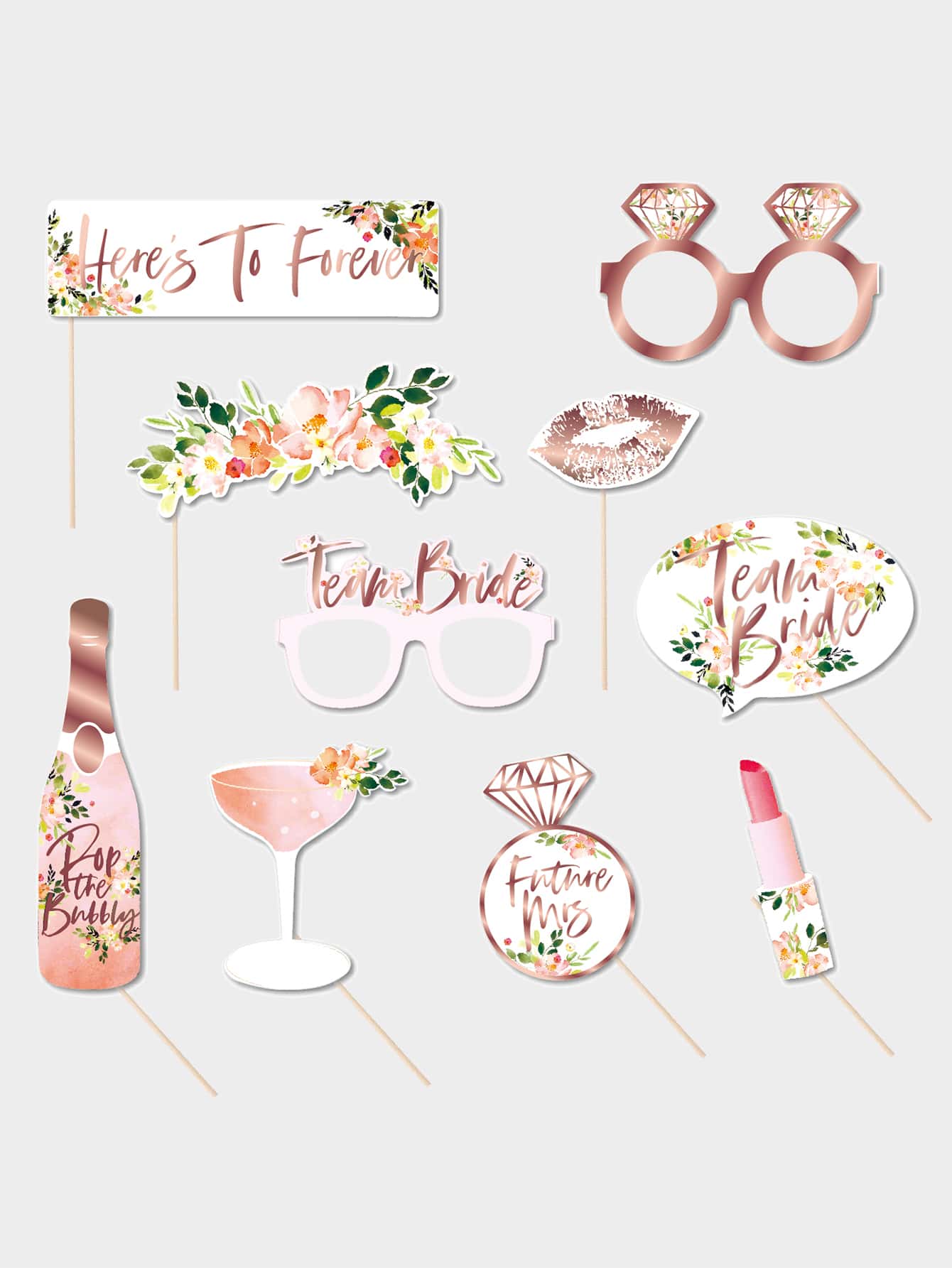 10pcs Wedding Photo Booth Props, Venue Bridal Shower Photo Props, Engagement Party Decorations