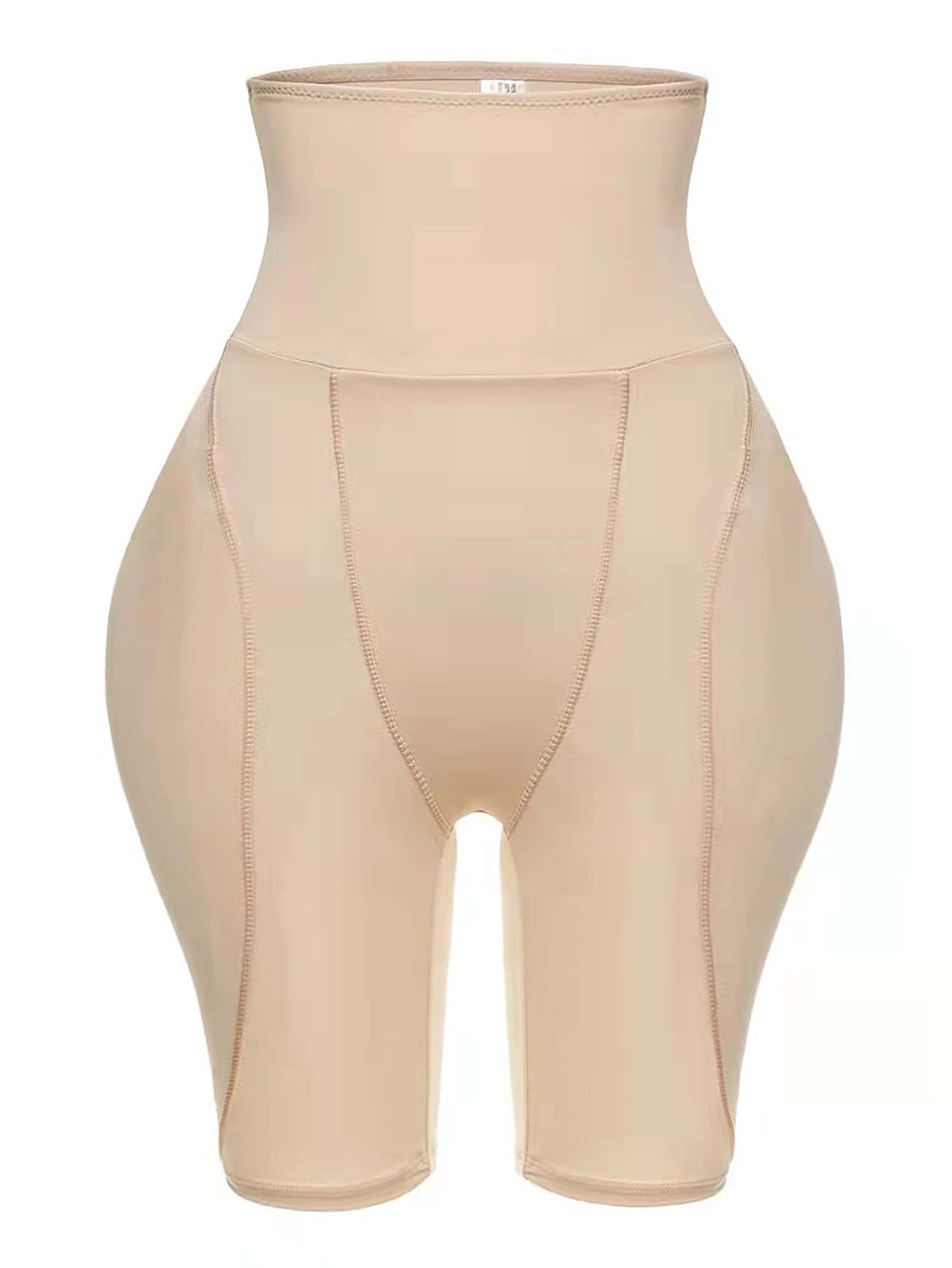 SHAPORA Women's High Waisted Beige Semi-Sheer Casual Long Shorts Shapewear Bottoms With High Stretch Fabric