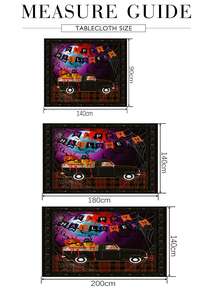 Halloween Truck & Pumpkin Pattern Tablecloth - Multicolor - View 5