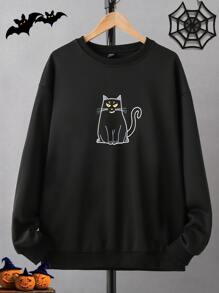 Manfinity Men 1pc Cartoon Graphic Drop Shoulder Sweatshirt - Black - View 1