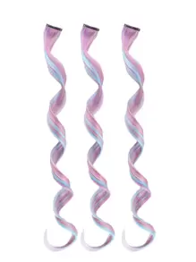 3pcs Clip In Long Curly Synthetic Hair Extension - Multicolor - View 1