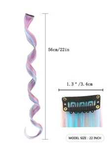3pcs Clip In Long Curly Synthetic Hair Extension - Multicolor - View 5
