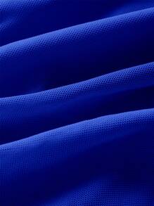 SHEIN ICON Ruched Tie Backless Hanky Hem Mesh Halter Top - Royal Blue - View 4