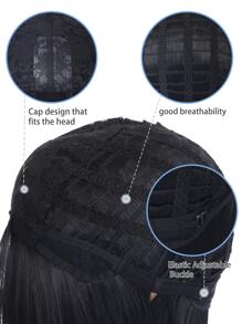 黑色长波浪卷发中分 28 英寸时尚女士假发合成耐热假发日常使用假发初学者友好，适合各种场合，包括圣诞节、新年、派对、度假、冬季