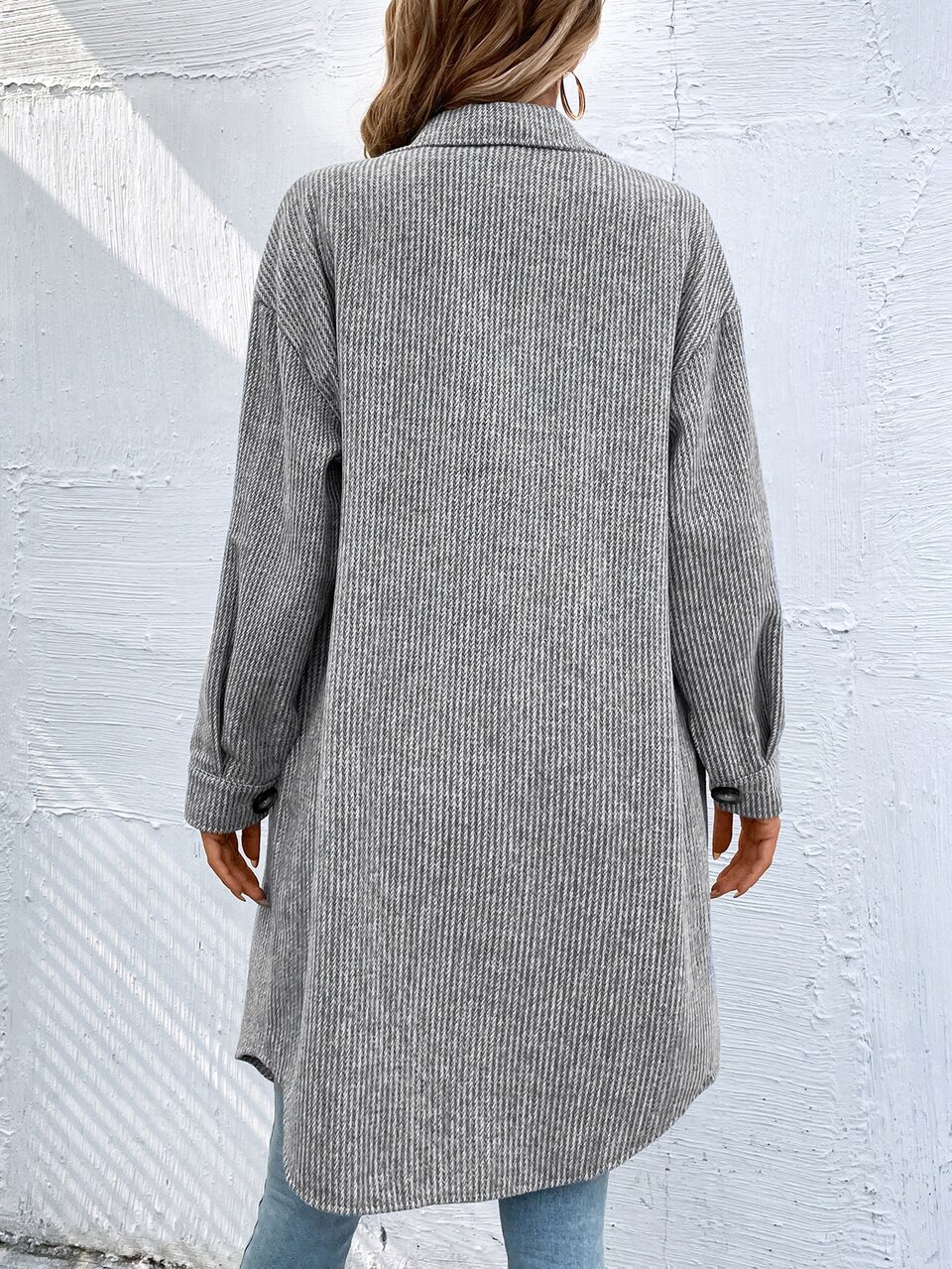Flap Pocket Drop Shoulder Overcoat In Fall/Winter