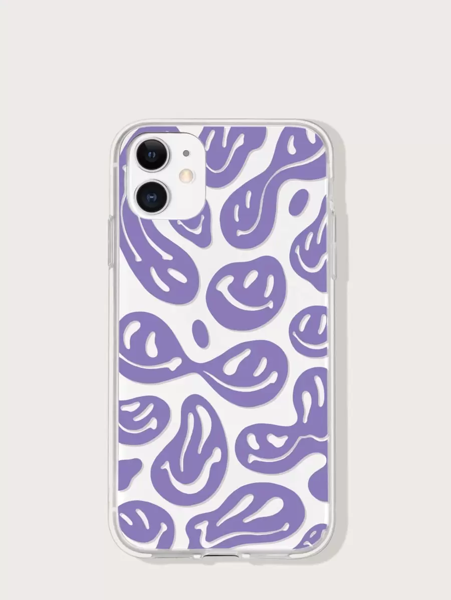 Smile Pattern Phone Case - Mauve Purple - View 1