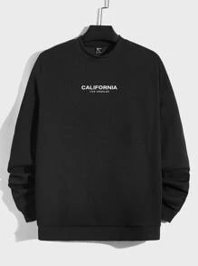 GENTILAND Men Letter Graphic Sweatshirt - Black - View 2