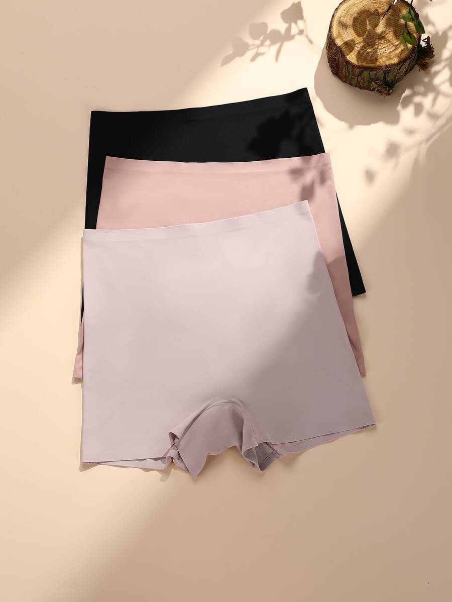 Women's Multicolor Plain Fabric Casual Comfy Medium Stretch Boyshorts - Multicolor - View 1