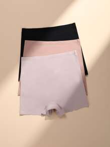 Women's Multicolor Plain Fabric Casual Comfy Medium Stretch Boyshorts - Multicolor - View 2