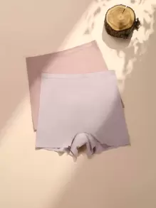 Women's Multicolor Plain Fabric Casual Comfy Medium Stretch Boyshorts - Multicolor - View 3