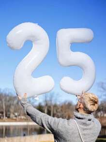 34 Inch White Digital Foil Balloon Birthday Party Wedding Anniversary Decoration, Christmas