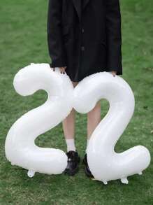 34 Inch White Digital Foil Balloon Birthday Party Wedding Anniversary Decoration, Christmas