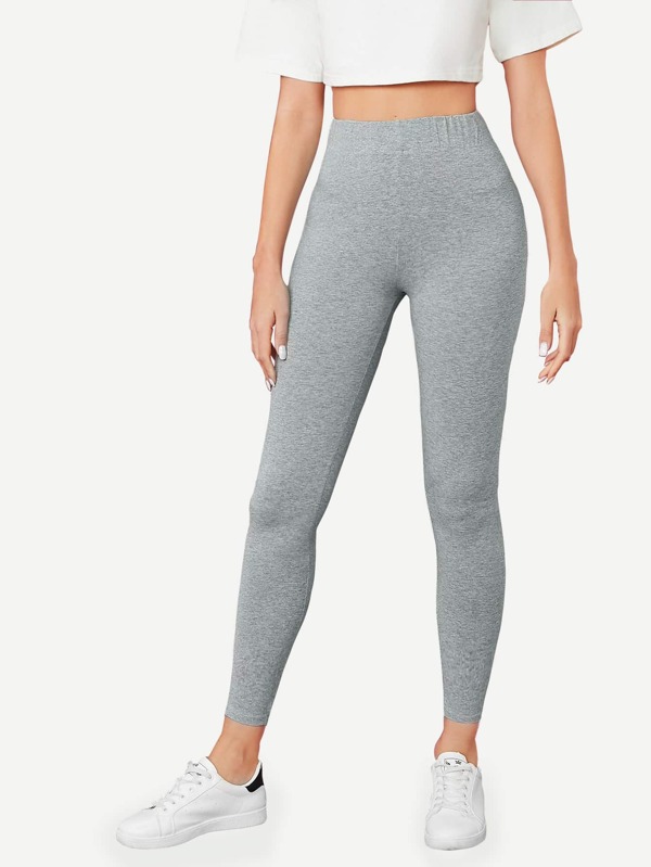 SHEIN BASICS 1 Stück Heidekrautgraue Leggings Mit Abgeschnittenem Bein