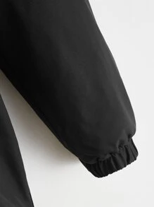 SHEIN Niñas Abrigo con capucha panel de leopardo - Negro - Ver 5