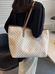 SHIMEINI 1个2026新款欧美时尚拼接手提包，大容量旅行包，购物袋，适合女性日常使用、工作通勤、学生返校、度假旅行、节日、约会、送礼 - 彩色 - 查看 5