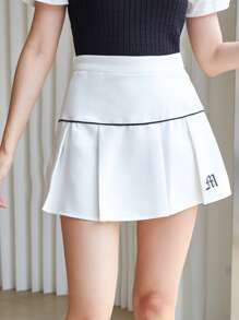 SHEIN EZwear Váy Lá thư Thể thao - trắng - Xem 1