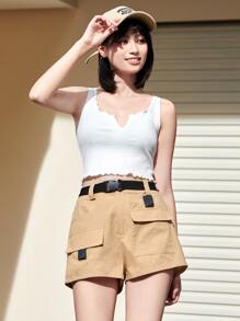 SHEIN EZwear Bộ thời trang Thắt lưng Khối Màu Nhiều màu Giải trí - Nhiều màu - Xem 1