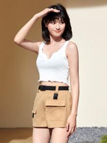 SHEIN EZwear Bộ thời trang Thắt lưng Khối Màu Nhiều màu Giải trí - Nhiều màu - Xem 3