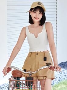 SHEIN EZwear Bộ thời trang Thắt lưng Khối Màu Nhiều màu Giải trí - Nhiều màu - Xem 4