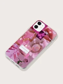 1pc Hand-Painted Pink Collage Soft Phone Case Compatible With IPhone/Samsung Phones