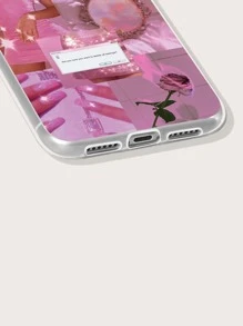 1pc Hand-Painted Pink Collage Soft Phone Case Compatible With IPhone/Samsung Phones