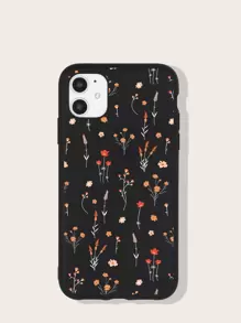Funda de teléfono con estampado de flores, versión internacional, no la versión nacional - Negro - Ver 1