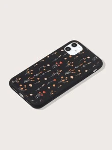 Funda de teléfono con estampado de flores, versión internacional, no la versión nacional - Negro - Ver 2