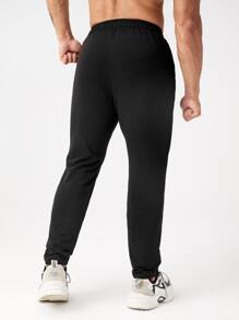 Fitness Quần thể thao nam có dây rút, in chữ phản quang, kiểu quần nỉ. - màu đen - Xem 6