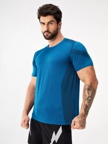 Men Geo Print Sports Tee - Blue - View 4