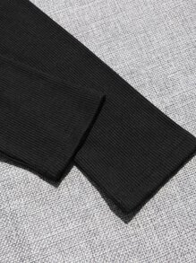 SHEIN Unity Plus Mock Neck Tee & Tartan Skirt - Black and White - View 5