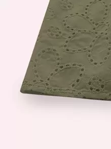 Soleia 前扭結鏤空網眼刺繡上衣 - 軍綠色 - 查看 4