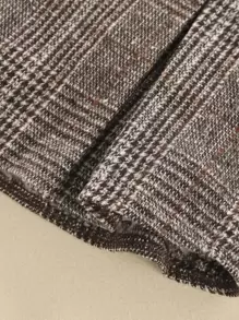 SHEIN Tween Girl Plaid Fake Button Fold Pleated Skirt - Mocha Brown - View 6