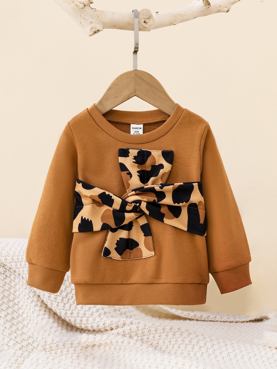 Baby Bow Front Sweatshirt - Camel - View 1
