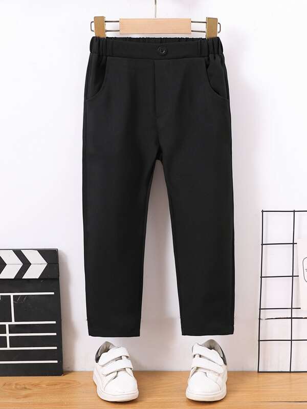 Toddler Boys Solid Elastic Waist Trousers