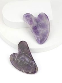 1pc Natural Jade Gua Sha Facial Massager Amethyst Heart-Shaped Guasha Facial Tool for Beauty Skin Care