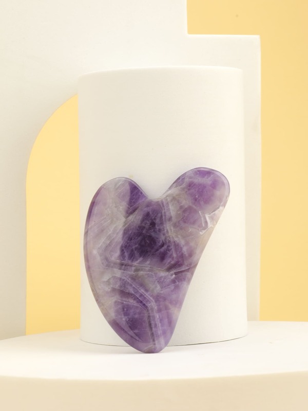 1pc Natural Jade Gua Sha Facial Massager Amethyst Heart-Shaped Guasha Facial Tool for Beauty Skin Care