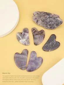 1pc Natural Jade Gua Sha Facial Massager Amethyst Heart-Shaped Guasha Facial Tool for Beauty Skin Care