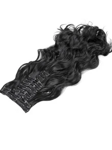 12pcs/Set Long Wavy Hair Extension High Tempreture 22inch Synthetic Hairpiece Clip In Synthetic Hair Extensions For Women - Black - View 4
