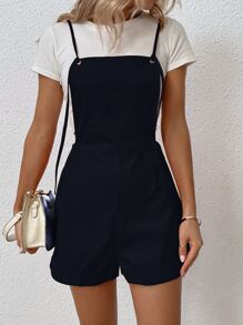 Breezaya Patched Pocket Overall Romper Without Tee - Navy Blue - View 3
