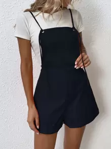 Breezaya Patched Pocket Overall Romper Without Tee - Navy Blue - View 5