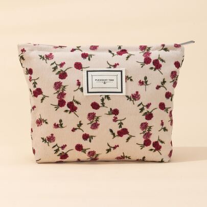 1 pieza Bolsa de maquillaje con cremallera y estampado de flores, bolsa de cosméticos con estética Y2K, bolsa de maquillaje, bolsa de aseo, cubos de embalaje, esenciales de viaje, esenciales de crucero, esenciales de dormitorio, regalos para damas de honor, regalos para mamá, regalos de cumpleaños, regalos para amigos y maestros, decoración del hogar, organizador de maquillaje para baño, sala de estar y dormitorio, regalos para mujeres, regalos de Navidad, ideas de regalo para mujeres, bolsa, bolsa de maquillaje, esenciales de viaje