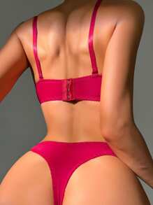 Contrast Lace Super Push Up Bra & Panty Lingerie Set